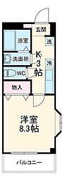 ボヌール柏の葉キャンパス 1Kの間取図画像