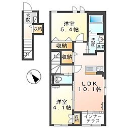 アーバンハイツ モリ 2階2LDKの間取り