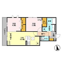 つくばエクスプレス 柏たなか駅 徒歩4分の賃貸アパート 1階2LDKの間取り
