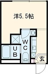 東武伊勢崎線 西新井駅 徒歩16分の賃貸マンション 2階ワンルームの間取り