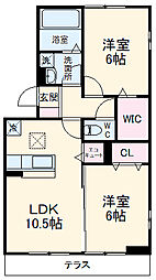 エーデルワイス 1階2LDKの間取り