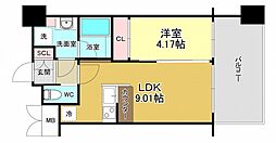 プレジオ緑地公園 13階1LDKの間取り