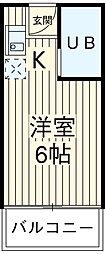 ＱＵ館 1階ワンルームの間取り