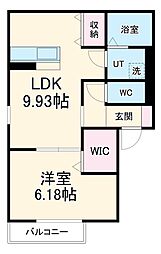 名古屋市営東山線 一社駅 徒歩18分の賃貸アパート 2階1LDKの間取り