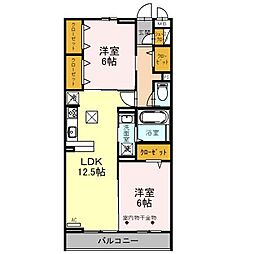 JR川越線 指扇駅 徒歩9分の賃貸アパート 1階2LDKの間取り