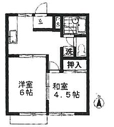 東京メトロ千代田線 町屋駅 徒歩11分の賃貸アパート 1階2DKの間取り