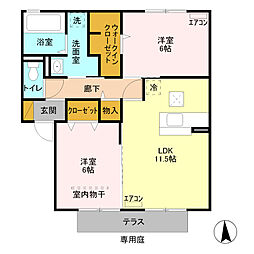 エスペランサ　Ｃ 1階2LDKの間取り