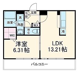 東武東上線 朝霞駅 徒歩25分の賃貸マンション 3階1LDKの間取り