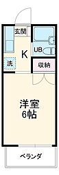サニーコーポ第3 2階1Kの間取り