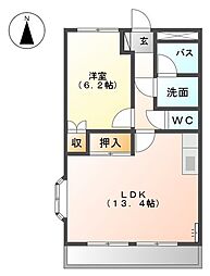 名鉄三河線 高浜港駅 徒歩14分の賃貸アパート 2階1LDKの間取り