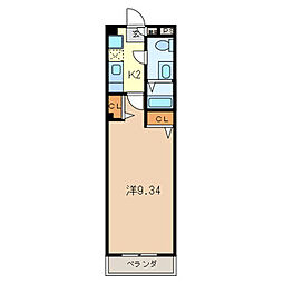 フローレス六番館 3階1Kの間取り