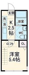 Ｖｉｌｌａ　Ｍａｒｅ 2階1Kの間取り