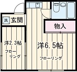 マリオハイツ 1階ワンルームの間取り