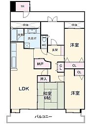 Ｔ−ｏｎｅＭＩＹＡＨＡＲＡＥａｓｔＡ 4階3LDKの間取り