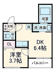 ハーモニーヒルズ豊田本町 3階1DKの間取り