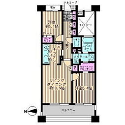 パークスクエア川口 2階2LDKの間取り