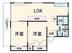 ルシア7 3階2LDKの間取り