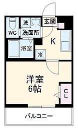 ヴィラ磯子 1Kの間取図画像