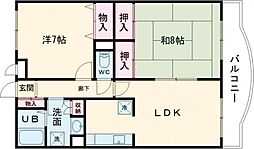 アベニール 2階2LDKの間取り
