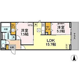 Ferro Palazzo　A棟 2階2LDKの間取り