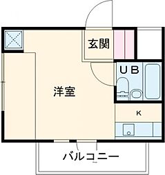 スカイコート立川2 2階ワンルームの間取り