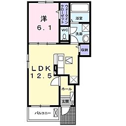 Ｇａｒｄｅｎ　Ｈｏｕｓｅ　Ｋ 1階1LDKの間取り