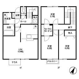 サージ　Ｂ 1階3LDKの間取り