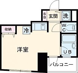 クレッシェント西早稲田 2階ワンルームの間取り