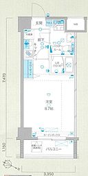 東武大師線 大師前駅 徒歩5分の賃貸マンション 8階1Kの間取り