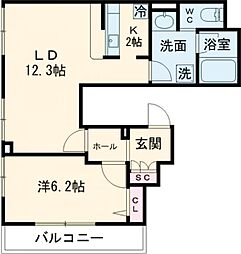 アーバンパーク王子 5階1LDKの間取り