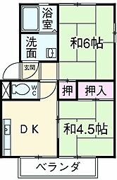 池嶋ハイツ 2DKの間取図画像