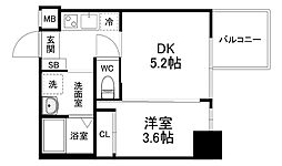 セレニテ本町リアン 2Kの間取図画像