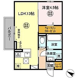 ウエスト・パーク　A 1階1LDKの間取り