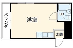 名古屋市営東山線 池下駅 徒歩1分の賃貸マンション 6階ワンルームの間取り