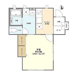 コモド本木 1階1Kの間取り