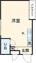 東急世田谷線 宮の坂駅 徒歩8分の賃貸マンション 3階ワンルームの間取り