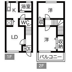 メゾン・パークサイド 102 1階2LDKの間取り