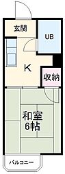 桜山朝日マンション 1階1Kの間取り