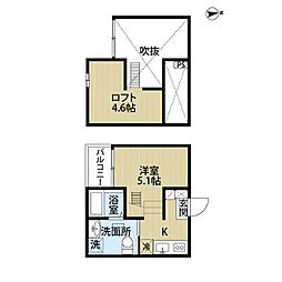 近鉄名古屋線 黄金駅 徒歩10分の賃貸アパート 2階1Kの間取り