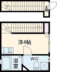 アヴニール上北沢 2階ワンルームの間取り