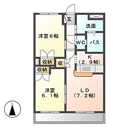 ＫＩＮＧ’Ｓ  ＣＯＡＴ（キングス・コート） 2階2LDKの間取り