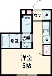東急東横線 田園調布駅 徒歩10分の賃貸アパート 1階ワンルームの間取り