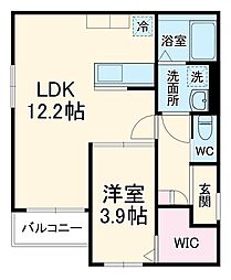 Delica大江 2階1LDKの間取り