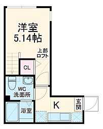 小田急小田原線 小田急相模原駅 徒歩5分の賃貸アパート 2階1Kの間取り