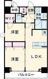 S-RESIDENCE綾瀬rivie 7階2LDKの間取り