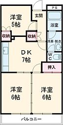 リバーサイドマツトシ 2階3DKの間取り