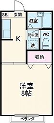 ハイツローリエ 1Kの間取図画像