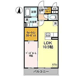 四季の森　II 1階1LDKの間取り