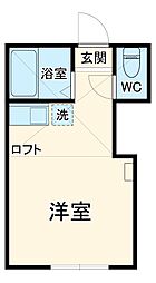 ユナイト笹下デキシーランド 2階ワンルームの間取り