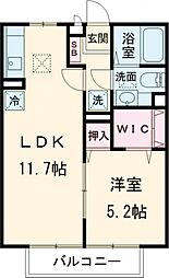 つくばエクスプレス 守谷駅 徒歩17分の賃貸アパート 1階1LDKの間取り